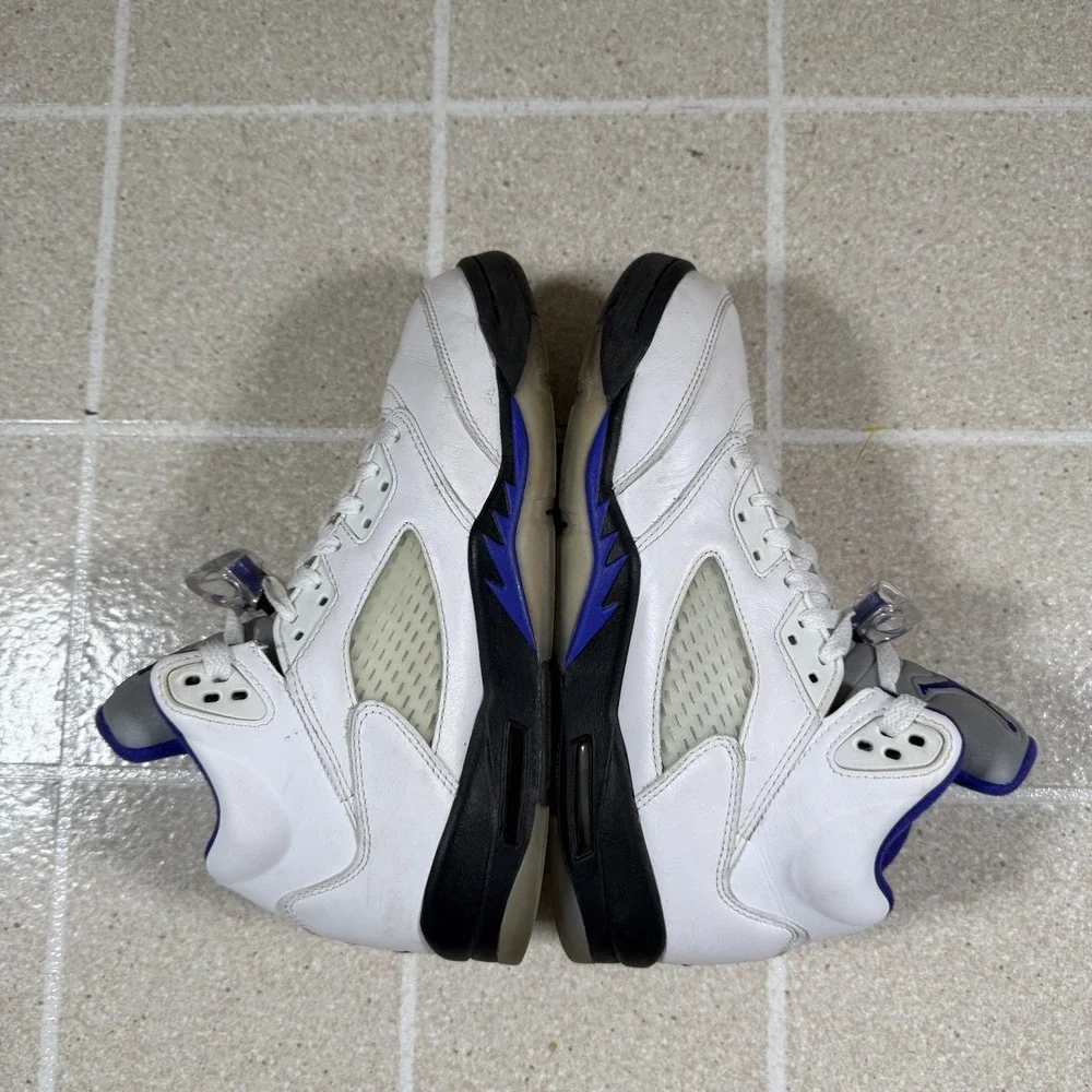 Nike Air Jordan 5 Retro GS White Concord Black Leather 7Y 440888-141